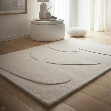 Sculptured Pebble Modern Plain Abstract Hand-Woven Carved 3D Effect Hi-Lo Wool Oatmeal Rug-Origins-Rug Love - The Most Loved Rug Store